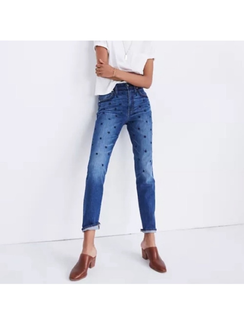 Madewell High-Rise Slim Boyjean Embroidered Beaded Jeans Size 24